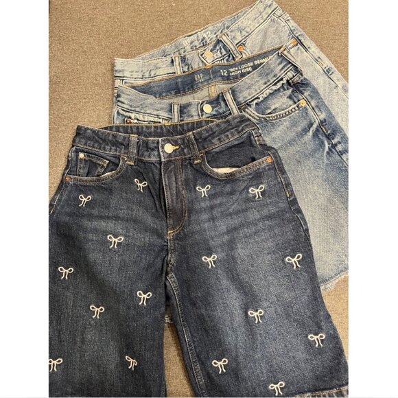 Girls Denim Bermuda Shorts 3 Pairs Lot - Size 11-13 - Gap & H&M - Picture 1 of 6